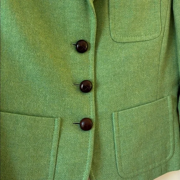 Vintage J Crew Scotland Wool Robert Noble Green Button Blazer Women’s 6 Small